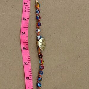 nwt handmade venetuan glass Colorful Beaded Bracelet with Gold Accent